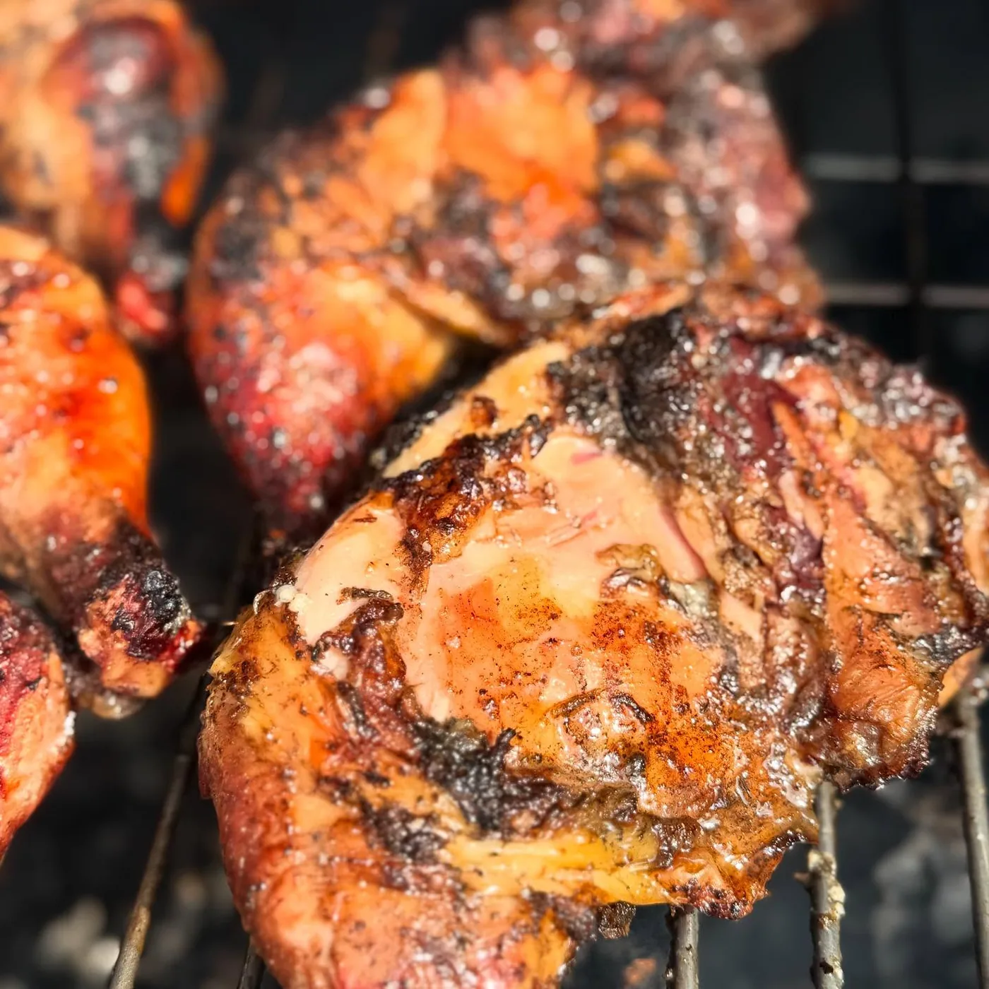 Jerk chicken on the grill